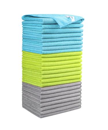 AIDEA Microfiber Cleaning Cloths-24Pack, Softer Highly Absorbent, Lint Free Streak Free for House, Kitchen, Car, Window Gifts(12in.x12in.)
