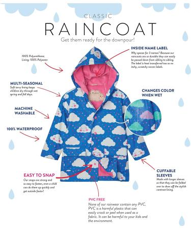 Hatley Girls' 12 Years Colour Changing Raincoat - Cheerful Clouds - Buy Online on SooperMarket.com