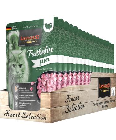 Leonardo Frischbeutel 16x85g turkey PUR |Cereal -free wet food for cats |Wet food Sole feed in the single portion bag chicken