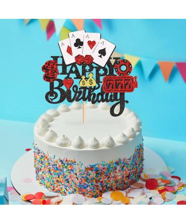 Cyodoos1PCS Casino Cake Decoration Dice Poker Chips Cupcake Cake Topper Playing Cards Vegas Theme Cupcake Toppers Decorations Poker Night Party Supplies Black - Buy Online on SooperMarket.com