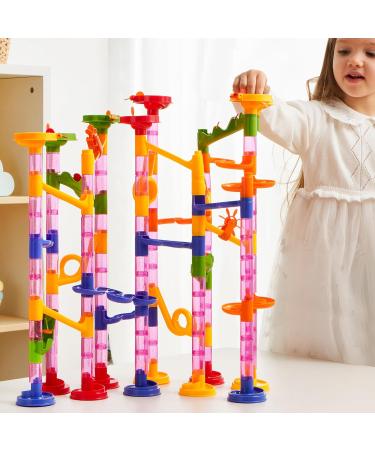 Joyin 196-Piece Multi-Colored Marble Railway Set - Building Blocks & Learning Toys for Kids | Translucent Plastic Parts & Glass Marbles - Buy Online on SooperMarket.com