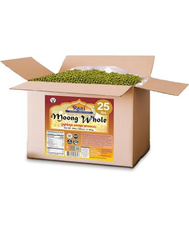 Rani Moong Whole (Ideal for Cooking & Sprouting Whole Mung Beans with Skin) Lentils Indian 400oz (25lbs) 11.36kg Bulk Box All Natural | Gluten Friendly | Non-GMO | Vegan | Indian Origin - Buy Online on SooperMarket.com