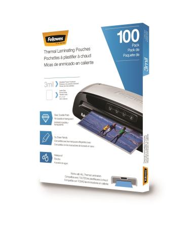 Fellowes Thermal Laminating Pouches/Sheets, Letter Size 9 x 11.5-Inches, 3 mil, 100 Pack (5743301) 100-Pack