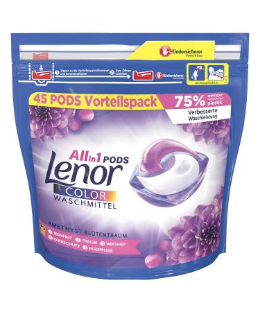 Lenor Detergent Pods All-in-1 Color Detergent Color Protection Amethyst Flower Dream 90 Wash Loads (2 x 45) 90 pieces (1 pack)
