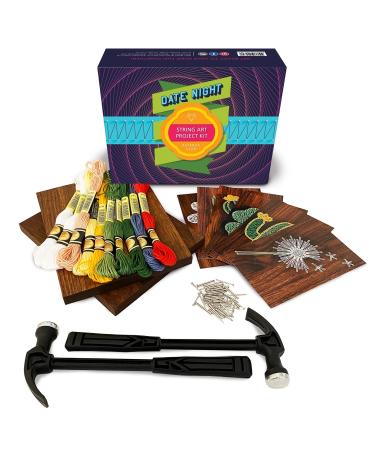 DateBox Club Date Night Box Mini, Couples Gifts, with String Art Activity Couple Games, 2 Boards, 2 Hammers, Nails, Thread & 6 Patterns, 2 Player Games, Date Night Ideas, Mindfulness Activities