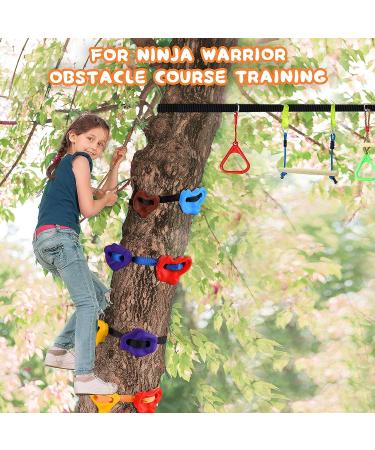 Happy Motte Tree Rock Climbing Holds for Kids - 12 Holds with 6 Ratchet Straps for Warrior Obstacle Course - Outdoor Playground Backyard Accessories - Buy Online on SooperMarket.com