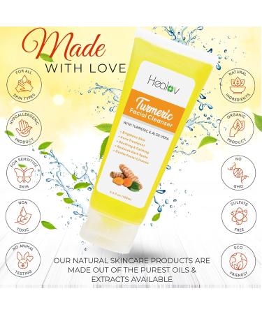 Turmeric Face Wash | 100% Natural Anti-Aging Facial Cleanser for Clear Skin Spots & Sun Damage Exfoliating Turmeric Soap Detox Treatment - Buy Online on SooperMarket.com