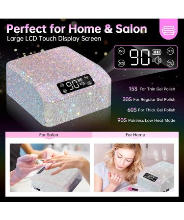 UV LED Nail Lamp 96W - Professional Quick Dry Curing Light for Salon & Home | 4 Timer Settings Auto Sensor A-white Sparkly Gel Polish Dryer - Buy Online on SooperMarket.com
