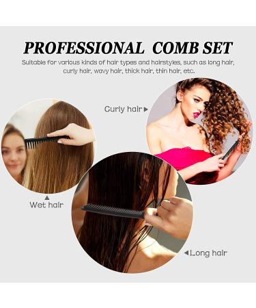 3-Piece Wide Tooth Detangling Hair Comb Set | Carbon Fiber Styling Cutting Comb for Women | Anti-Static Heat Resistant | Ideal for Curly, Straight, and Long Hair | Black - Buy Online on SooperMarket.com