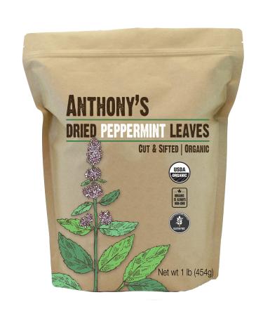 Anthony's Organic Peppermint Leaves, 1 lb, Gluten Free, Non GMO, Cut & Sifted, Non Irradiated, Keto Friendly 1 Pound (Pack of 1)