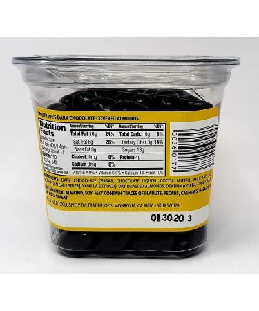 Trader Joe's Dark Chocolate Covered Almonds - 3 Pack, 16 oz Tub - 48 oz Total - Buy Online on SooperMarket.com