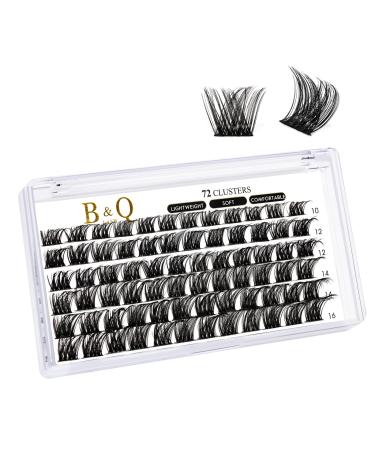 Cluster Lashes D Curl 12mm 72 Clusters B&Q Lash Clusters Individual Lashes Volume Eyelash Clusters DIY Lash Extensions Soft Wispy Cluster Eyelash Extensions DIY at Home (B34 D-12mm) D-12 mm B 34