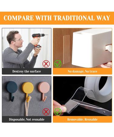 Double Sided Tape Heavy Duty Removable Mounting Tape Picture Hanging Strips Poster Tape for Walls Adhesive Transparent Tape for Carpet Rug Household O2Rolls(1.18inx6.5ft+0.39inx6.5ft) - Buy Online on SooperMarket.com
