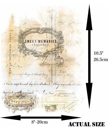 Script Pieces Overlay Rice Paper  8 x 10.5 inch - 6 x Different Printed Mulberry Paper Images 30gsm Visible Fibres for Decoupage Crafts Mixed Media Collage Art - Buy Online on SooperMarket.com