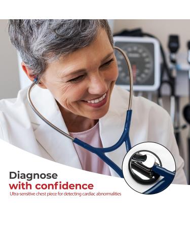 eSteth Cardiology Stethoscope - Ultra Sensitive Single Head - Extra Ear Tips & 30" Flexible Tubing - Navy Blue | Professional Medical Equipment - Buy Online on SooperMarket.com