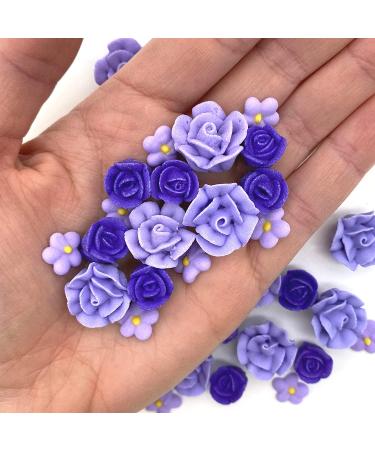 Violet Icing Flowers 30 Count Pack - Small Purple Edible Roses & Lavender Sprinkles by Simply Sucr - Buy Online on SooperMarket.com