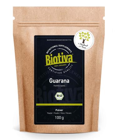 Biotiva Guarana Powder Organic - 250g Pure Guarana Powder - Energizer - Guaranteed Without additives - Made and Controlled in Germany (DE- KO-005) - 100% Vegan
