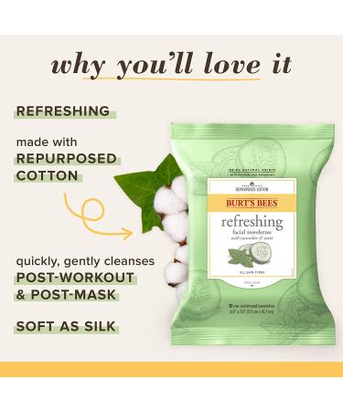 Burt's Bees Sensitive Facial Cleansing Towelettes with Cucumber and Mint - 30 Count | Gentle Face Wipes for Sensitive Skin - Buy Online on SooperMarket.com