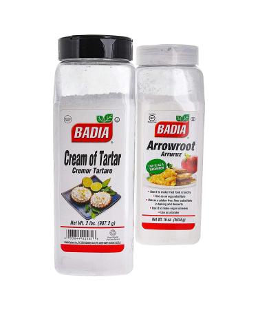 Badia Arrowroot and Cream of Tartar Seasoning Bundle (Set of 2) | Gluten-Free Baking Flour Substitute with Penguin Measurements Card - Buy Online on SooperMarket.com