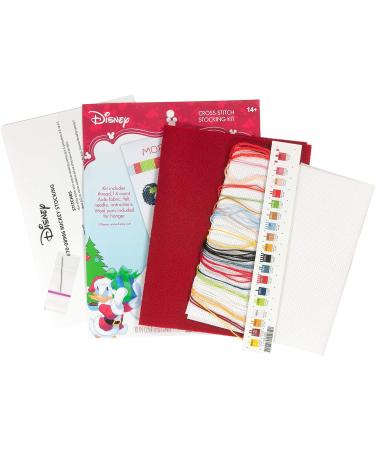 Mickey Mouse Christmas Stocking Cross Stitch Kit | 14 Count White Aida Cloth | 10''L - Buy Online on SooperMarket.com