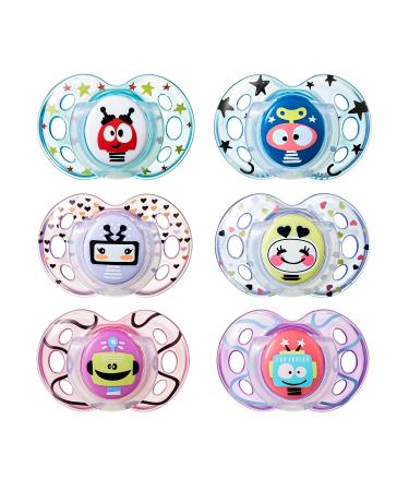 Tommee Tippee Fun Style Pacifiers Symmetrical Design BPA-Free Silicone Binkies 18-36m 2 Count Colors and Designs Vary - Buy Online on SooperMarket.com