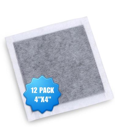 Activated Charcoal Body Odor Absorbent Pads: 12 (4"x4") BO Deodorizer Pads with Adhesive Strips