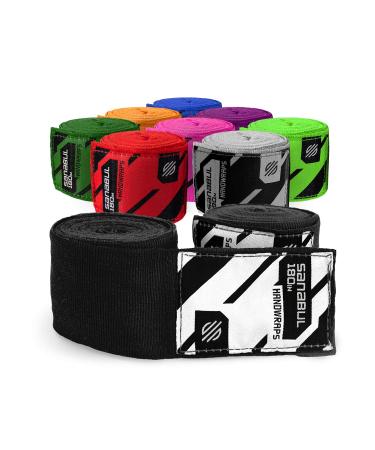 Sanabul Elastic Professional 180 inch Handwraps for Boxing Kickboxing Muay Thai MMA Black 180"