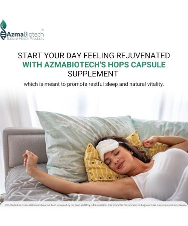 AzmaBiotech Hops Sleep Aid for Adults 1000mg 60 Vegan Capsules Natural Sleep Supplement to Promote Relaxation & Restful Sleep Non-GMO Gluten-Free 30-Day Supply Made in Canada - Buy Online on SooperMarket.com