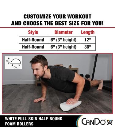 CanDo Full-Skin PE Foam Roller 6 x 36 - White Half-Round 36-inch for Muscle Restoration, Massage Therapy, Sport Recovery, Physical Therapy - Buy Online on SooperMarket.com