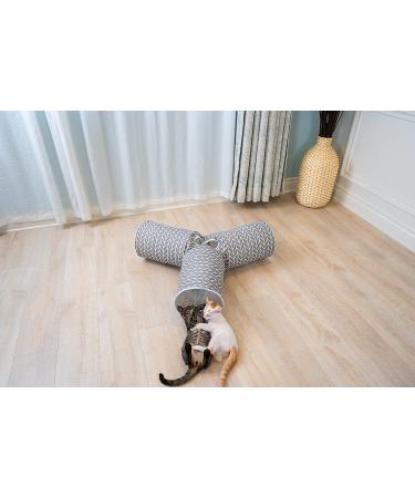 Collapsible Cat Tunnel Toy - 3-Way Play Fun for Cats, Rabbits, Kittens - Gray Arrow Design - Buy Online on SooperMarket.com