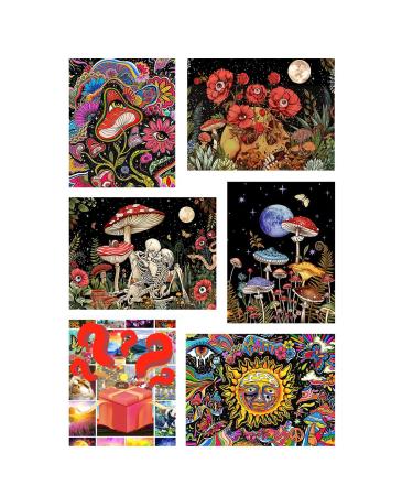 6 Pack Diamond Painting Kits for Adults - Mushroom Flower Butterfly Skeleton Moon DIY 5D Diamond Art Kits Full Drill Diamond Dots Paintings with Diamonds Gem Art and Crafts Home Decor 12x16inch 6 Pack Mushroom Diamond Pa...
