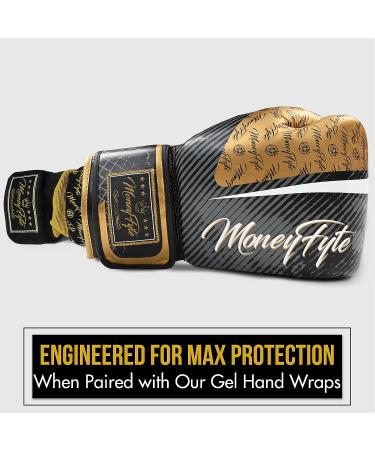 MoneyFyte Black/Gold Boxing Gloves 16 oz for Men & Women - Ideal for Boxing, Kickboxing, Muay Thai, MMA Training & Sparring - Buy Online on SooperMarket.com