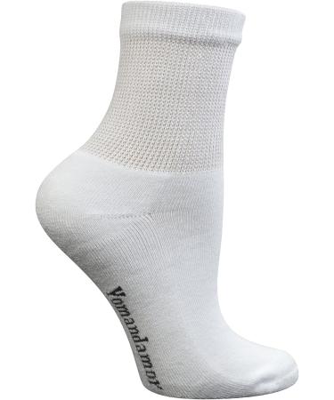 Yomandamor Bamboo Diabetic Ankle Socks - 6 Pairs, Non-Binding Top, Cushion Sole - Size L (3-8) White - Buy Online on SooperMarket.com