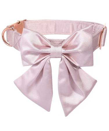 Lionet Paws Bowtie Dog Halison - Comfortable Silk Dog Color Band with Removable Flying Fine for Medium Dogs Neck 34-55cm M collapse & fly (1 pack) pink