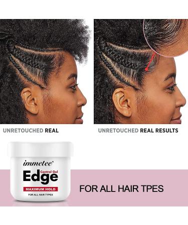 immetee Instant Control Edge Control Gel Long Lasting 4C Extreme Hold Braiding Gel Strong Hold Stylings Wax Non-greasy Smoother Edge (100g+Brush) (Edge Control Gel) - Buy Online on SooperMarket.com