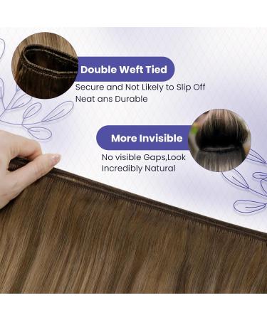 LAAVOO Real Hair Extensions 55cm - Brown Blonde Balayage Ombre Tressen 100g | Human Hair Bundles for Sew-In | Premium Quality - Buy Online on SooperMarket.com