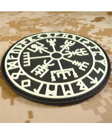 Glow Dark Vegvisir Viking Compass Norse Rune Morale Patch - 3D PVC Rubber Fastener - Buy Online on SooperMarket.com