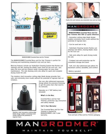 MANGROOMER PRO Essential Nose and Ear Hair Trimmer | Precision Grooming for Men - Fast International Shipping - Buy Online on SooperMarket.com