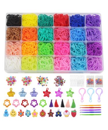 WIVOWI 5800+ Loom Bands Bracelets Making Kit, 24 Colors Premium Quality Loom Rubber Bands, Rubber Bands Bracelets Refill Kit, Great for Kid's DIY Gift