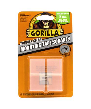Gorilla Tough & Clear Double Sided Tape Squares  24 1 Pre-Cut Mounting Squares  Clear  (Pack of 1) 1 - Pack Squares