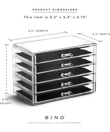 BINO Manhattan Acrylic Makeup Organizer - 5 Drawers | Clear Beauty Storage for Cosmetics, Jewelry & Vanity Accessories - Buy Online on SooperMarket.com