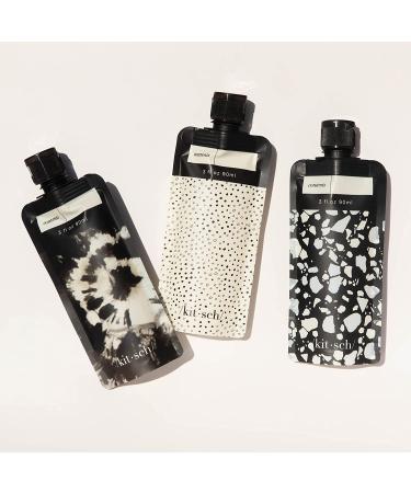Kitsch Refillable Travel Bottles Set | Leak-Proof & TSA-Approved Toiletry Containers | 3oz Reusable Shampoo Bottles | Black & Ivory (3-Pack) - Buy Online on SooperMarket.com