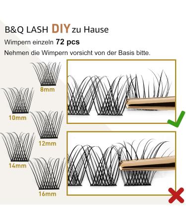 Buy 72 PCs DIY Individual Eyelashes - B&C Wispy & Fluffy Single Extensions for Beginners | Reusable C-10 mm | International Shipping - Buy Online on SooperMarket.com