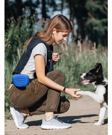 Gobeigo Silicone Dog Treat Bag with Clicker - Magnetic Closure Puppy Training & Walks Fanny Pack (Blue) - Buy Online on SooperMarket.com
