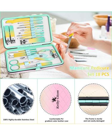 Keiby Citom Manicure Set 18pcs Professional Nail Clippers Kit Pedicure Care Tools-Stainless Steel Grooming Tools With Rose Gold PU Leather Case for Travel & Home (Color) - Buy Online on SooperMarket.com