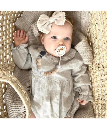 Buy Kowlone Silicone Pacifier Chain for Girls - 2-Pack (Beige & Oatmeal) | Dummy Clips & Holder for Baby Showers - Buy Online on SooperMarket.com