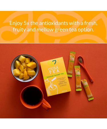 Cusa Mango Green Tea | Organic Instant Tea with Real Fruit & Spices | No Sugar Added | 10 Servings | Hot or Iced Tea Drink Mix Packets - Buy Online on SooperMarket.com