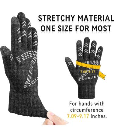 Cierto Winter Gloves - Unisex Cold Weather Stretchy Knit Thermal Touch Screen Gloves | Windproof Smart Phone Touchscreen Warm Gloves for Driving Running Cycling Hiking - Black - Buy Online on SooperMarket.com