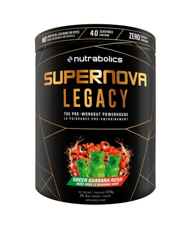 Nutrabolics Supernova Legacy - Focus Energy & Intense Pump Creatine Free Preworkout with Citrulline & Beta Alanine - 40 servings Green Guarana Rush