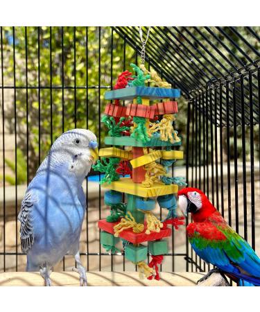 Large Parrot Toy for Climbing, Chewing & Preening - Multicolored Wooden Block Toy | MQUPIN M-22inch - Buy Online on SooperMarket.com